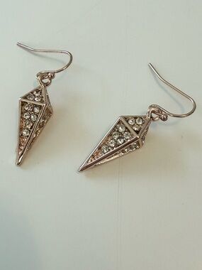 Nicole Miller Silver-Tone Crystal Point Drop Earrings